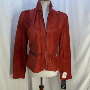 NWT Black Rivet Wilsons Leather suede jacket soft Rust Red/Brown Sz L